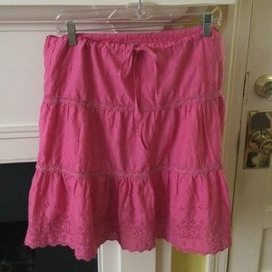GAP Y2K Tiered Eyelet Embroidered Peasant Skirt Pink - Sz Medium
